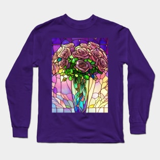 Stained Glass Roses In A Vase Long Sleeve T-Shirt